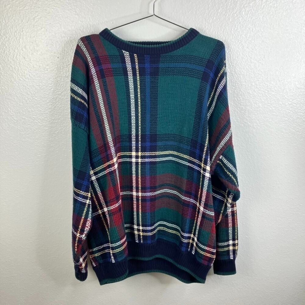 Vintage Orvis Plaid Chunky Knit Sweater Size XL Fisherman Preppy Grandpa Y2K